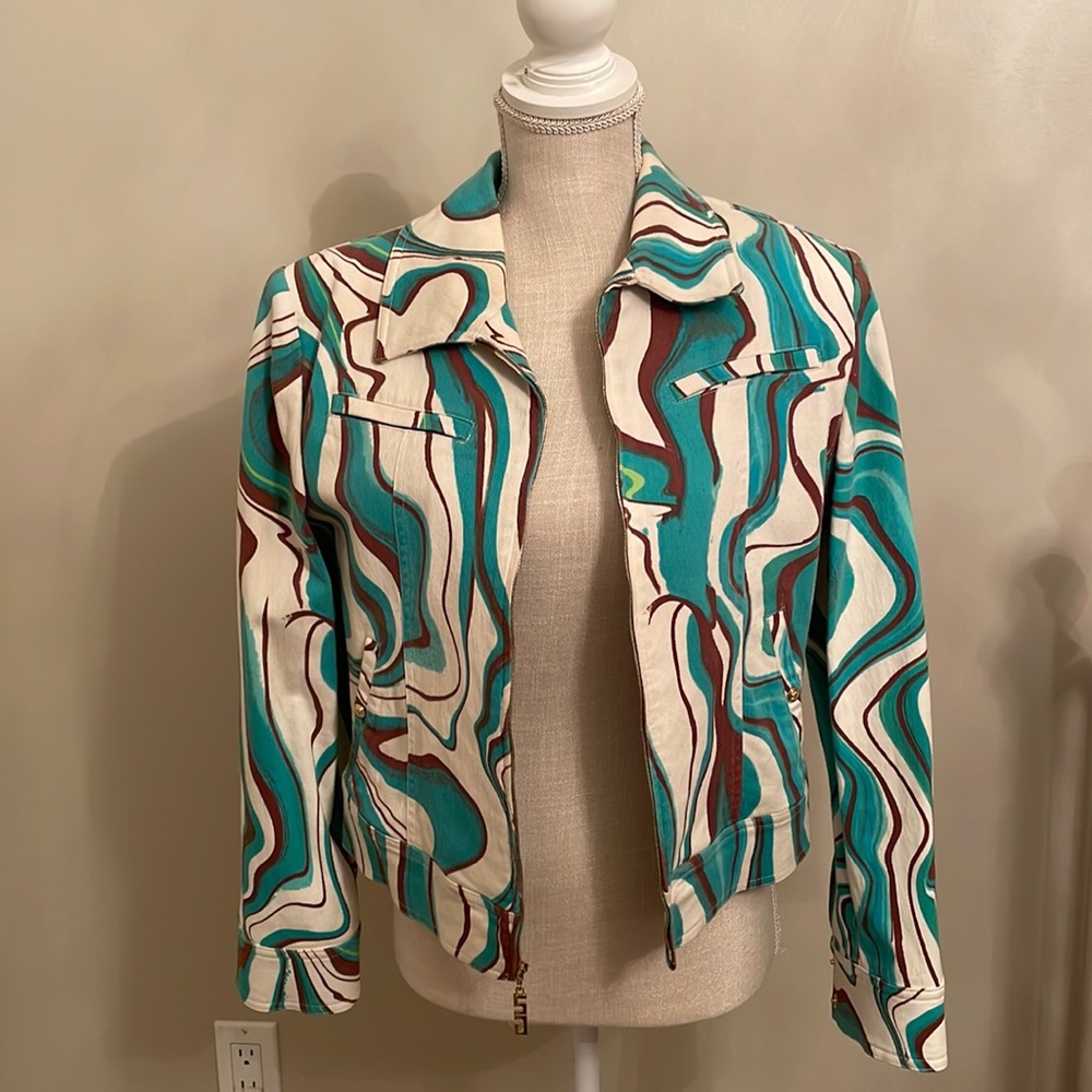 St John Teal & brown casual jacket, size M.